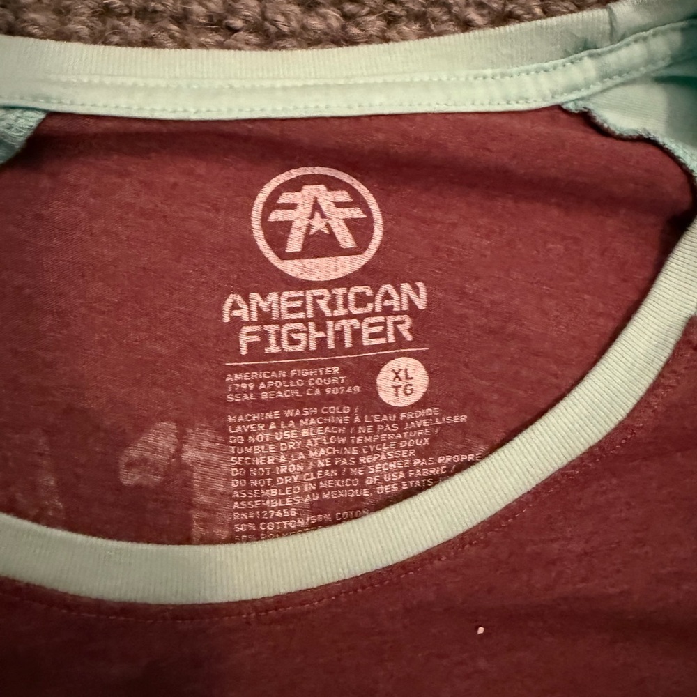American Fighter Burgundy and Teal Tee - Picture 2 of 3